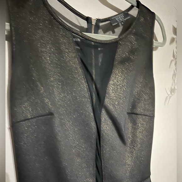 Guess Peplum Black Dress with Gold Shimmer Accent - Picture 3 of 3